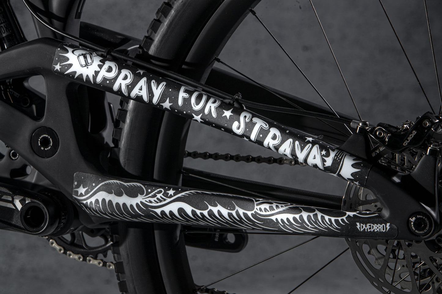 Non drive side chainstay image of Pray for Straya design