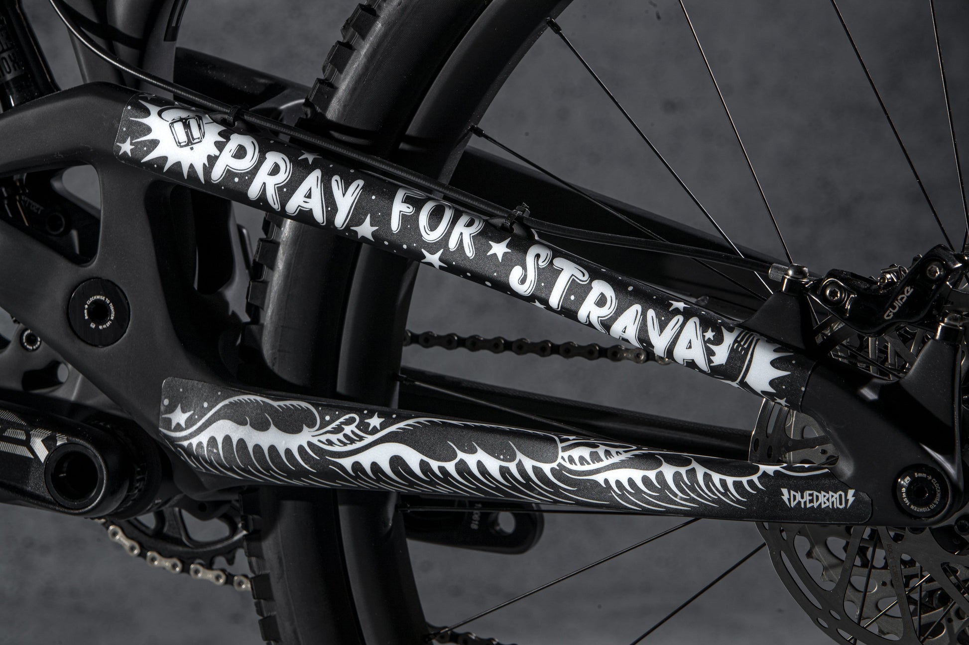 Non drive side chainstay image of Pray for Straya design