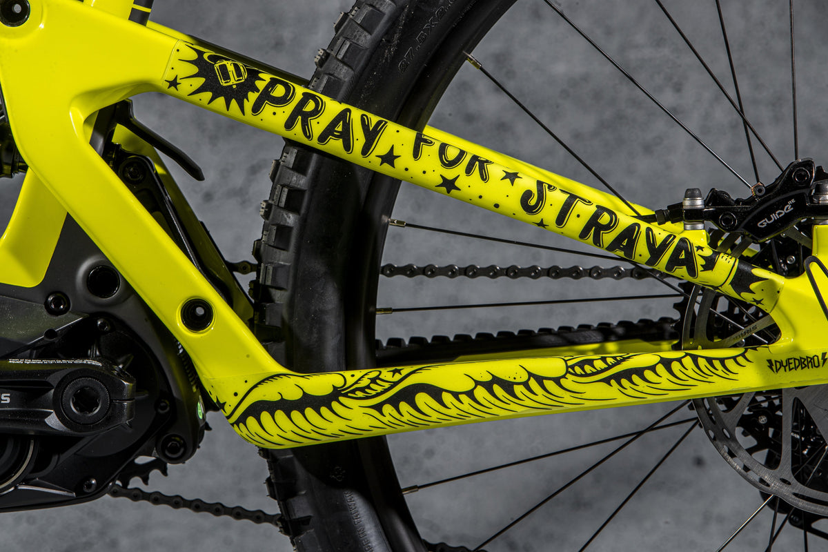 Non drive side chainstay image of Pray for Straya design